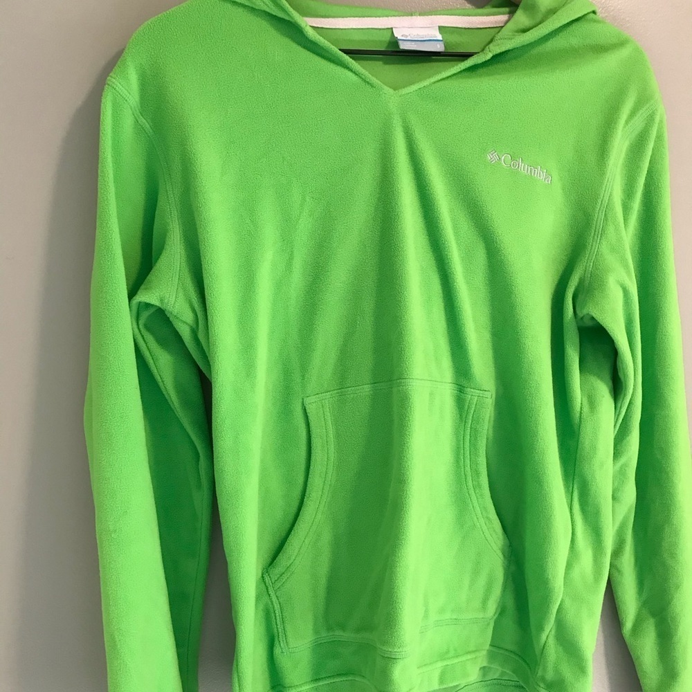 GUC Columbia Lime Green Fleece Hoodie Size Small - Picture 2 of 10